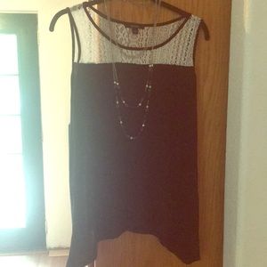 Asymmetrical lace tank top sleeveless